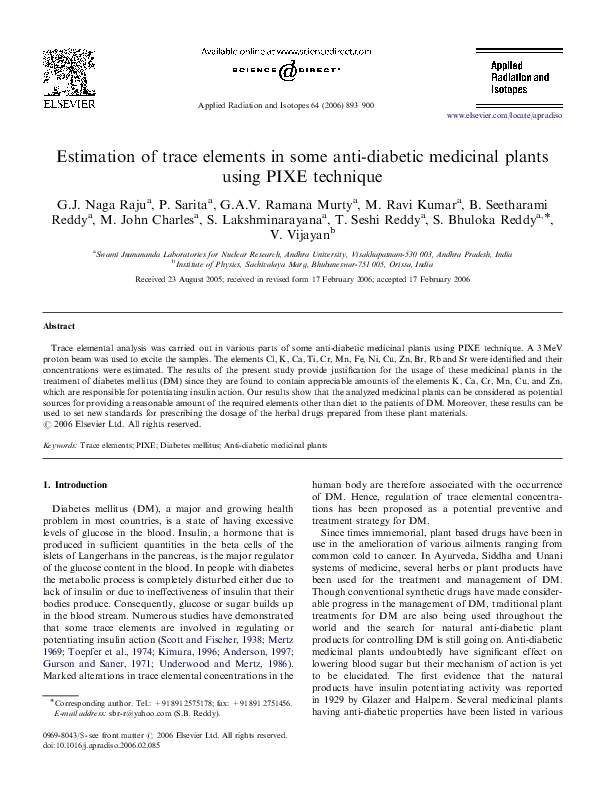 (PDF) Estimation of trace elements in some anti-diabetic medicinal ...