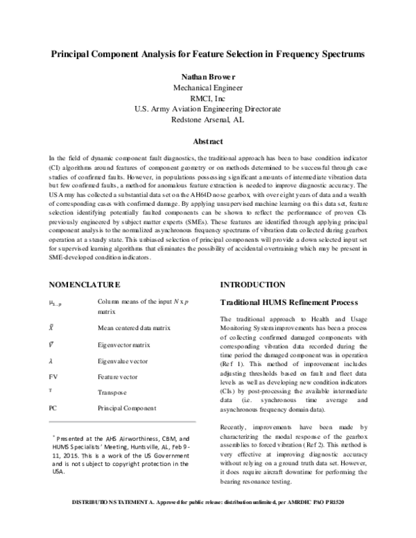 (PDF) Principal Component Analysis for Feature Selection in Frequency ...