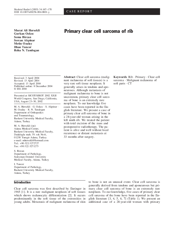 (PDF) Primary clear cell sarcoma of rib