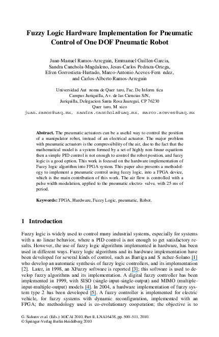 (PDF) Fuzzy Logic Hardware Implementation for Pneumatic Control of One ...