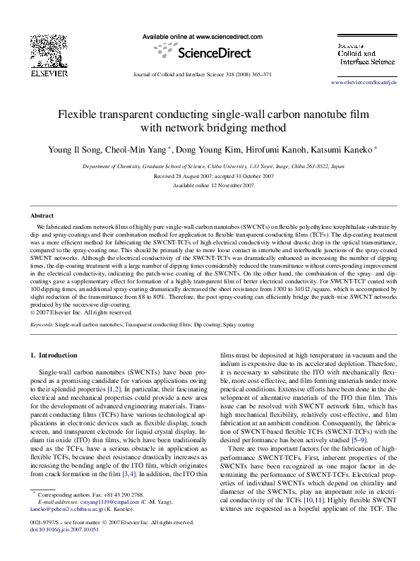 (PDF) Flexible transparent conducting singlewall carbon nanotube film