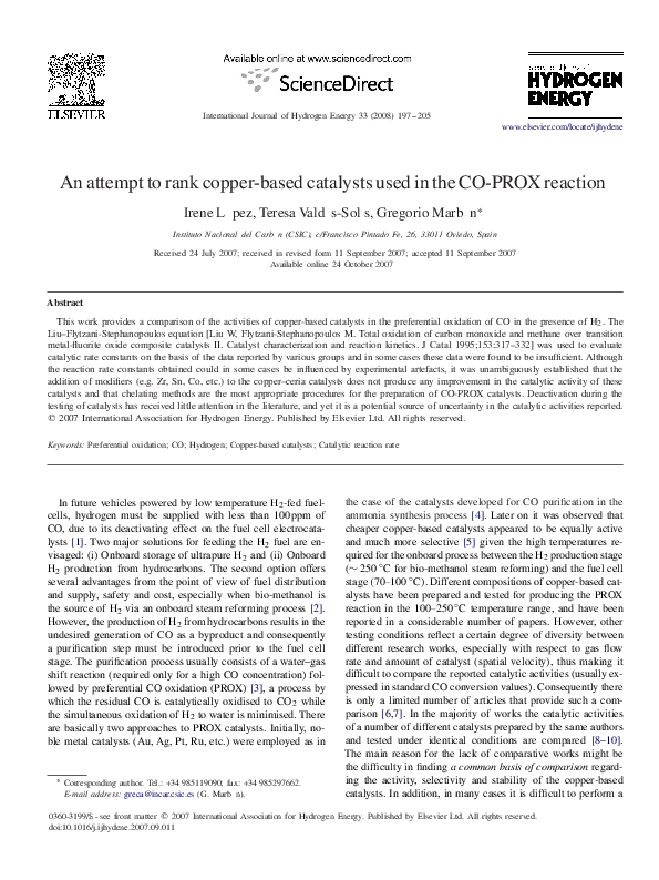 (PDF) An attempt to rank copper-based catalysts used in the CO-PROX ...