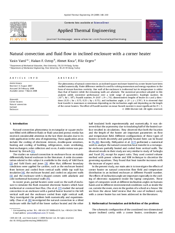 (PDF) Natural convection and fluid flow in inclined enclosure with a ...