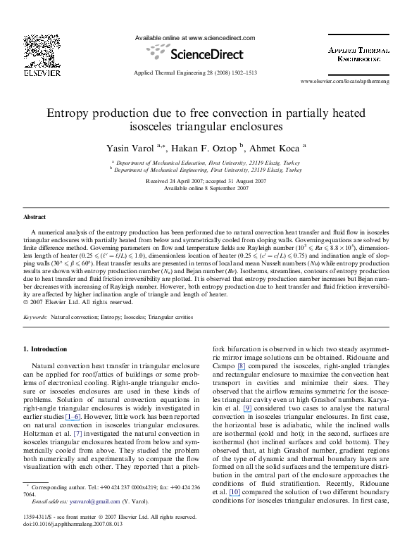 (PDF) Entropy production due to free convection in partially heated ...