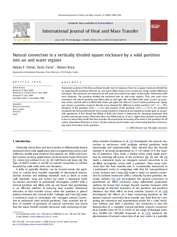(PDF) Natural convection in a vertically divided square enclosure by a ...