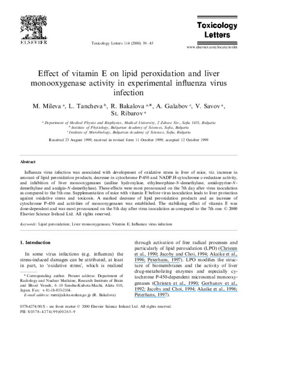 (PDF) Effect of vitamin E on lipid peroxidation and liver monooxigenase ...