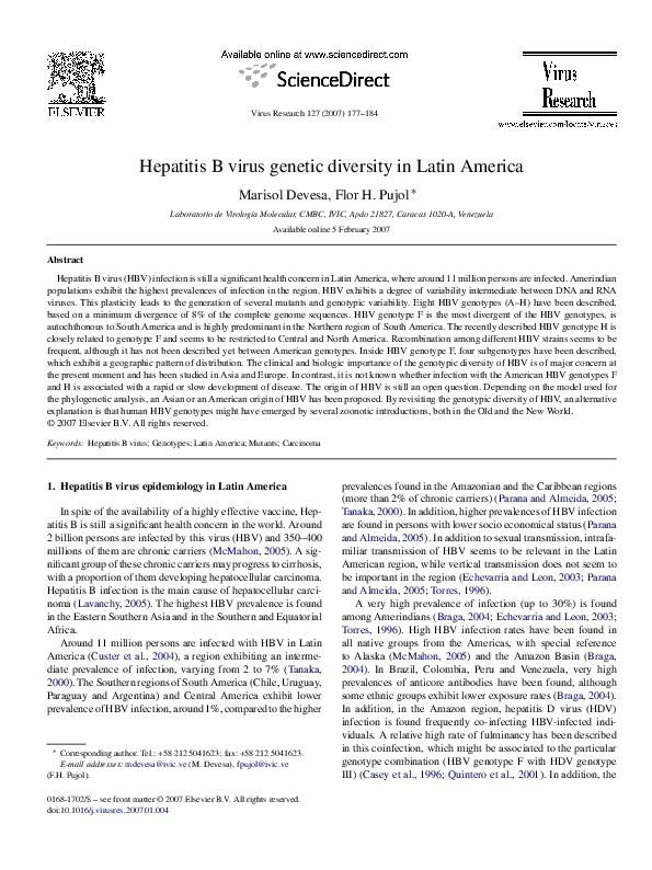 (PDF) Hepatitis B virus genetic diversity in Latin America