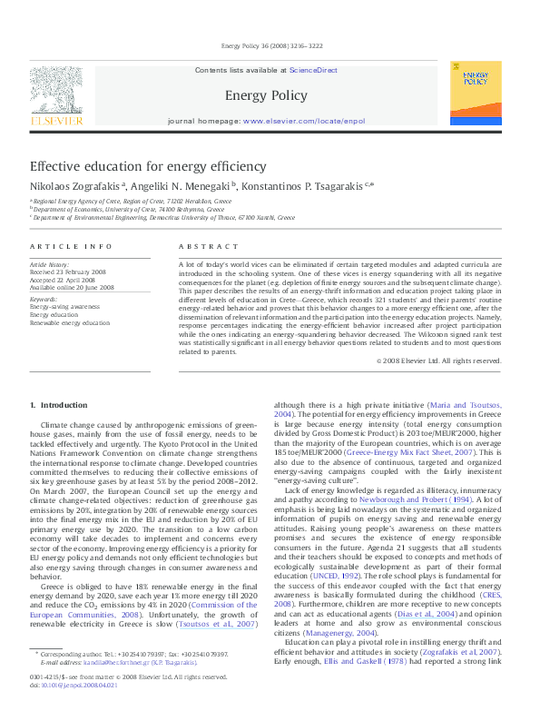(PDF) Effective education for energy efficiency