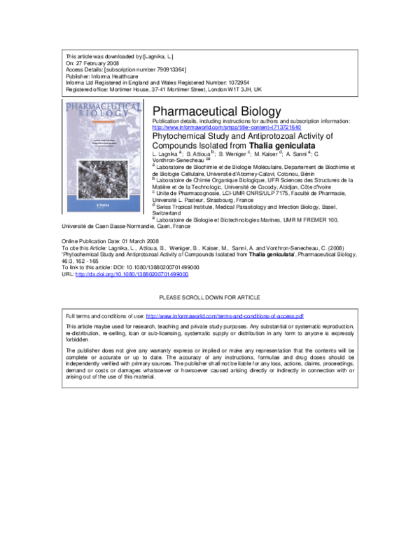 (PDF) Phytochemical Study and Antiprotozoal Activity of Compounds ...