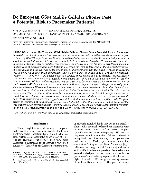 (PDF) Do European GSM Mobile Cellular Phones Pose a Potential Risk to