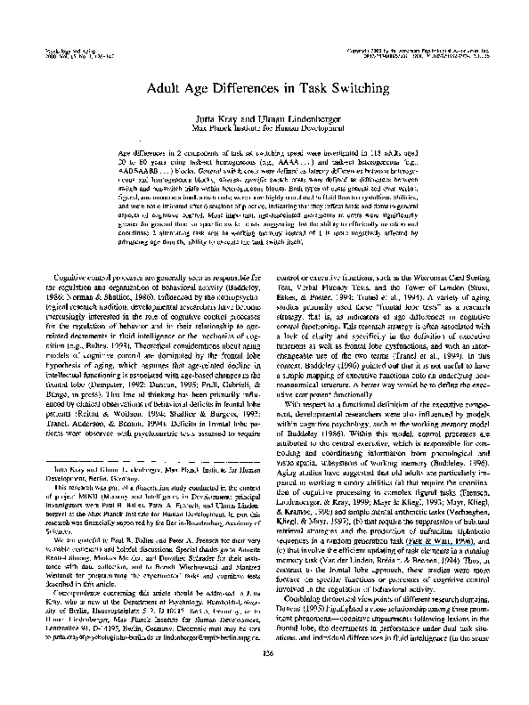 (PDF) Adult age differences in task switching