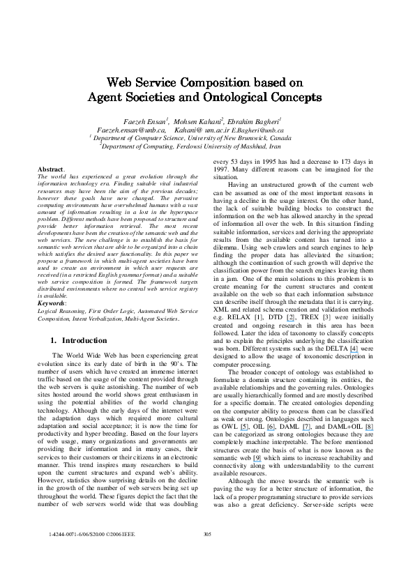 (PDF) Web Service Composition based on Agent Societies and Ontological ...