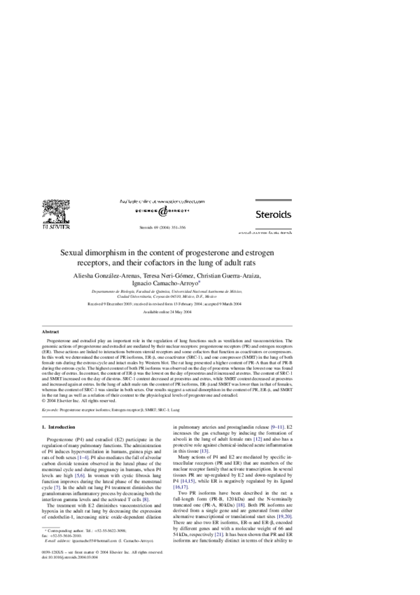 (PDF) Sexual dimorphism in the content of progesterone and estrogen ...