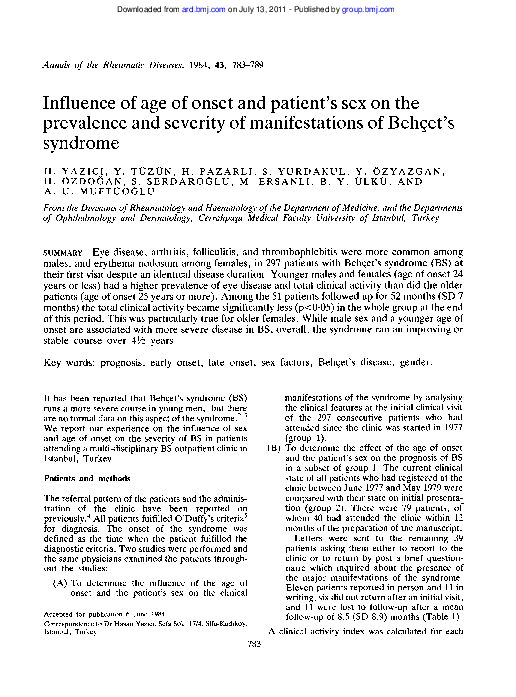 (PDF) Influence of age of onset and patient's sex on the prevalence and ...