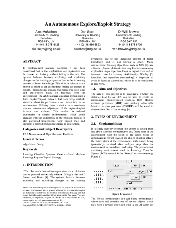 (PDF) An autonomous explore/exploit strategy