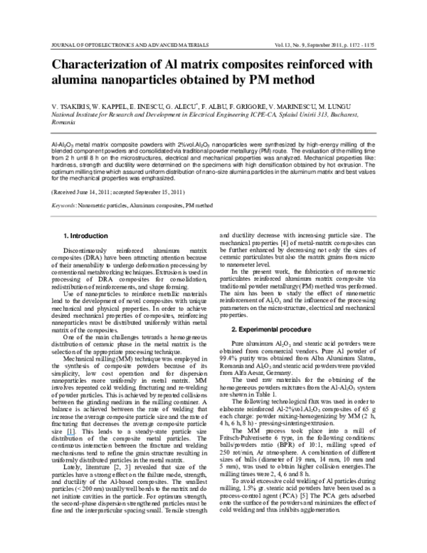 (PDF) Characterization of Al matrix composites reinforced with alumina ...