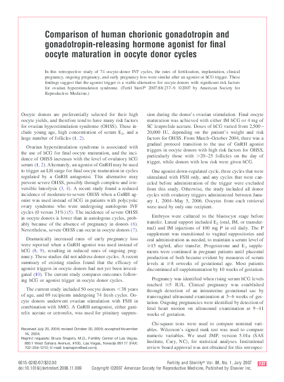 (PDF) Comparison of human chorionic gonadotropin and gonadotropin ...