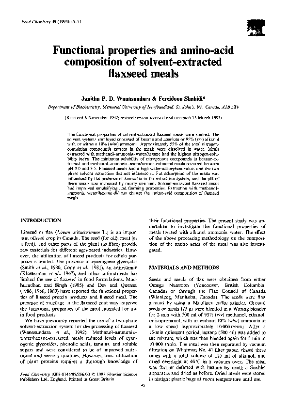 (PDF) Functional properties and amino-acid composition of solvent ...