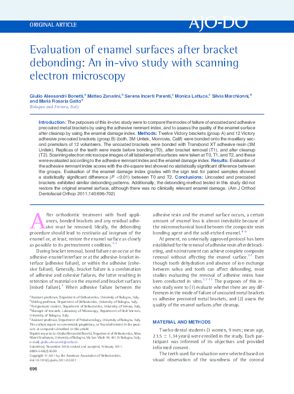 (PDF) Effects of Composite Resin on the Enamel after Debonding An In