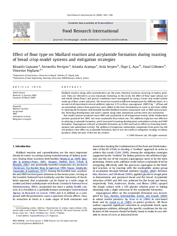 (PDF) Effect of flour type on Maillard reaction and acrylamide