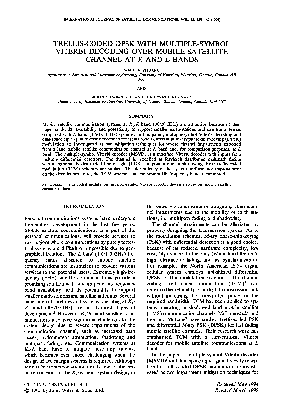 (PDF) Trellis-coded dpsk with multiple-symbol viterbi decoding over ...