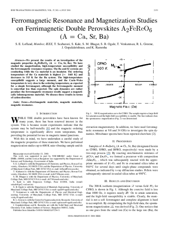 (PDF) Ferromagnetic resonance and magnetization studies in exchange ...
