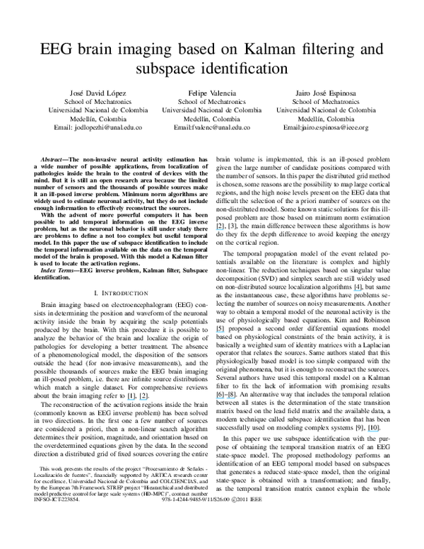 (PDF) EEG brain imaging based on Kalman filtering and subspace ...