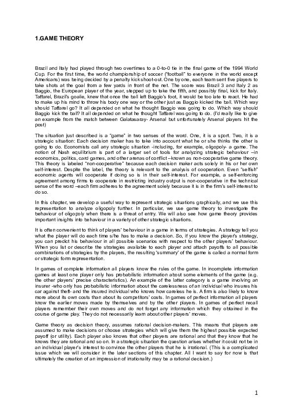 (DOC) GAME THEORY