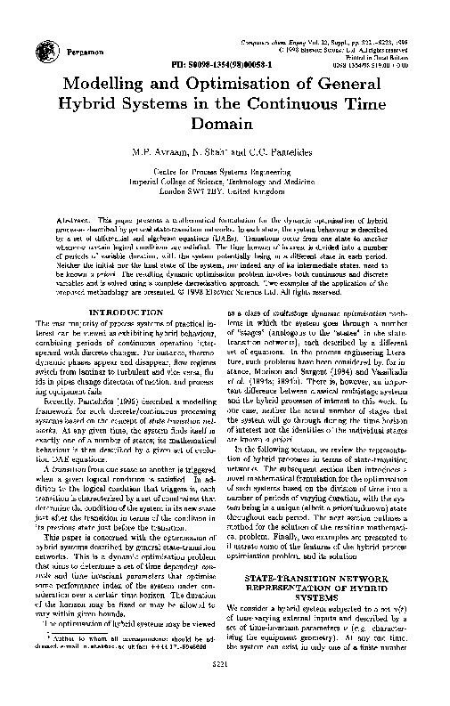 (PDF) Modelling and optimisation of general hybrid systems in the ...