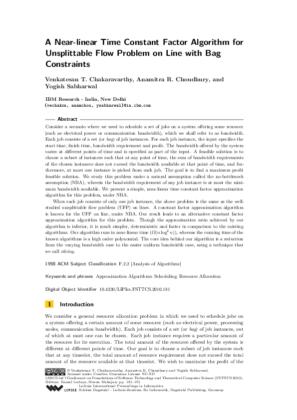 (PDF) A Near-linear Time Constant Factor Algorithm for Unsplittable ...