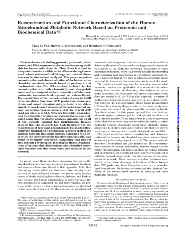 (PDF) Reconstruction and Functional Characterization of the Human ...
