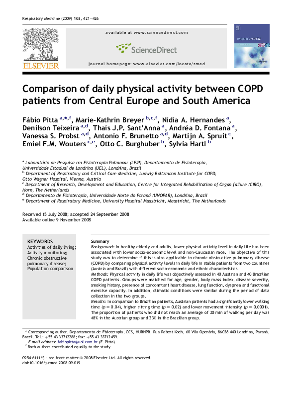 (PDF) Comparison of daily physical activity between COPD patients from ...