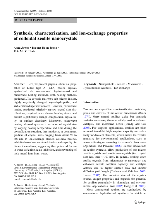 (PDF) Synthesis, characterization and ion-exchange properties of a ...