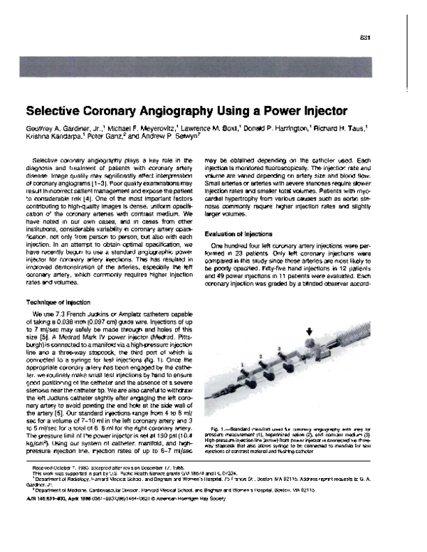 (PDF) Selective Coronary Angiography Using a Power Injector