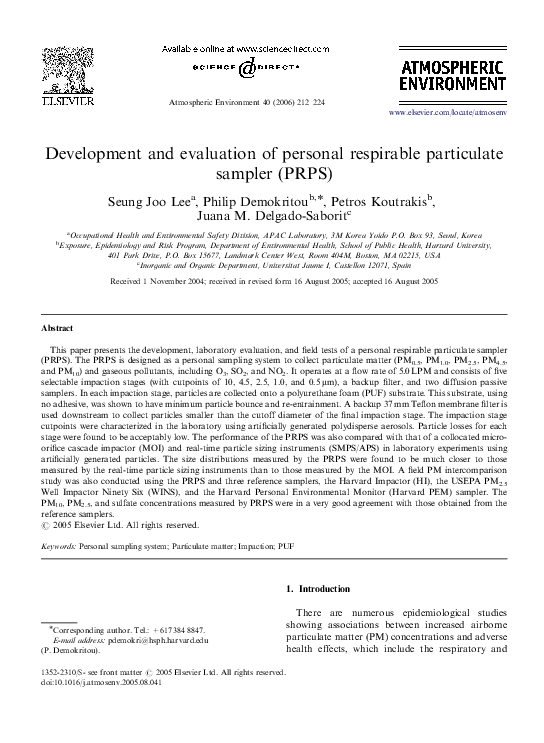 (PDF) Development and evaluation of personal respirable particulate ...