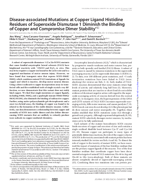 (PDF) Disease-associated Mutations at Copper Ligand Histidine Residues ...