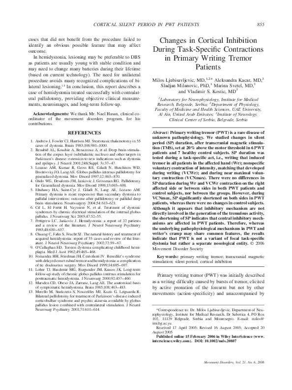  pdf changes in cortical inhibition during task specific contractions