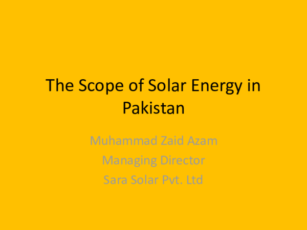 (PDF) The Scope of Solar Energy in Pakistan