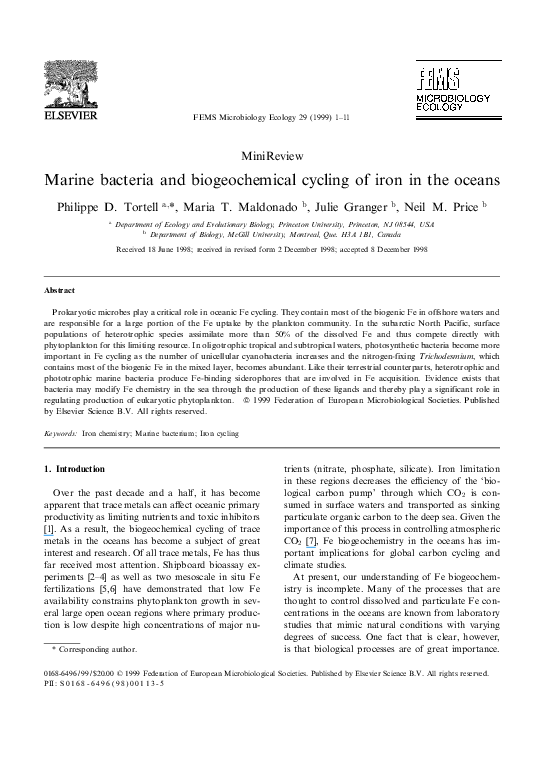 (PDF) Marine bacteria and biogeochemical cycling of iron in the oceans