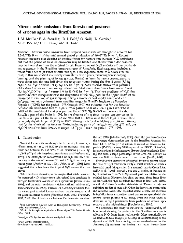 (PDF) Nitrous oxide emissions from forests and pastures of various ages ...