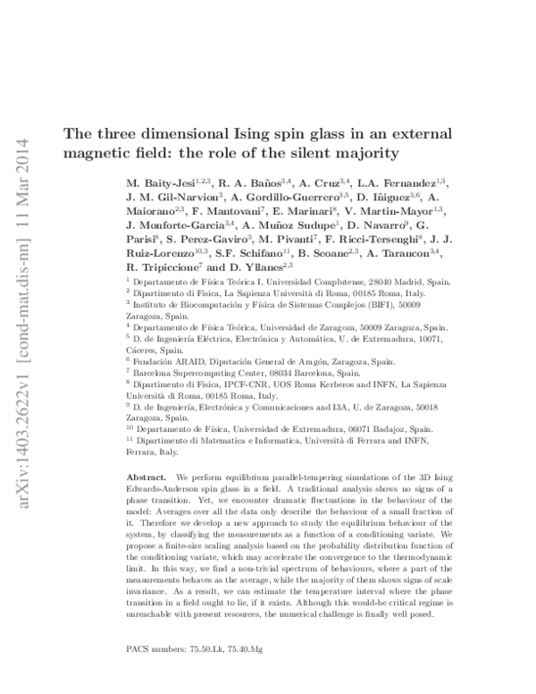 (PDF) The three-dimensional Ising spin glass in an external magnetic ...