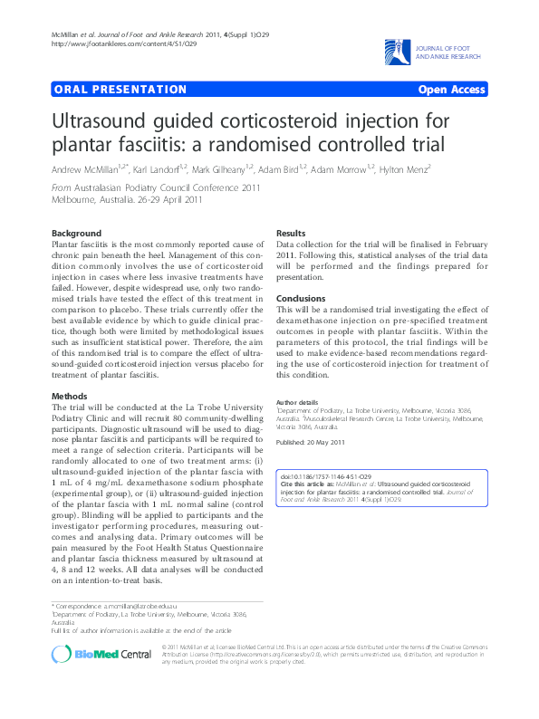 (PDF) Ultrasound guided corticosteroid injection for plantar fasciitis ...