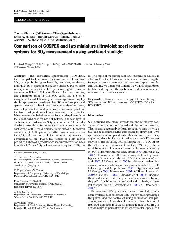 (PDF) Comparison of COSPEC and two miniature ultraviolet spectrometer ...