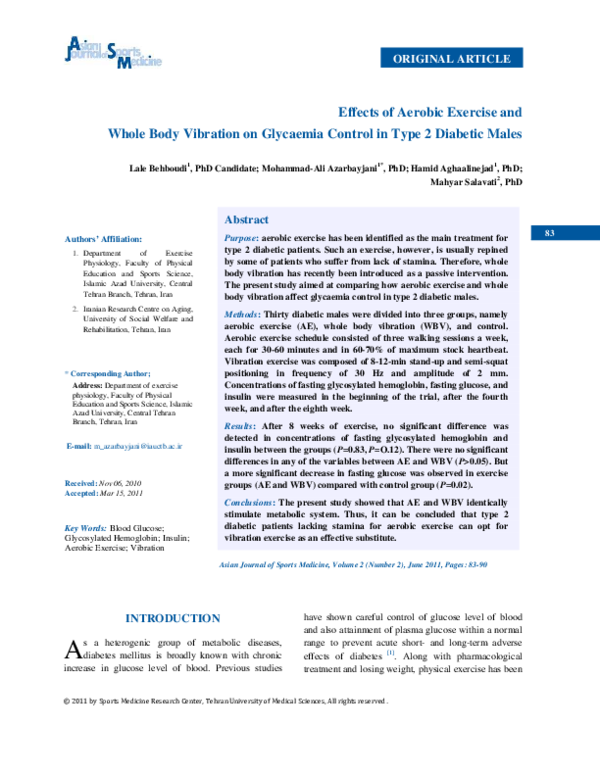 (PDF) Effects of aerobic exercise and whole body vibration on glycaemia ...