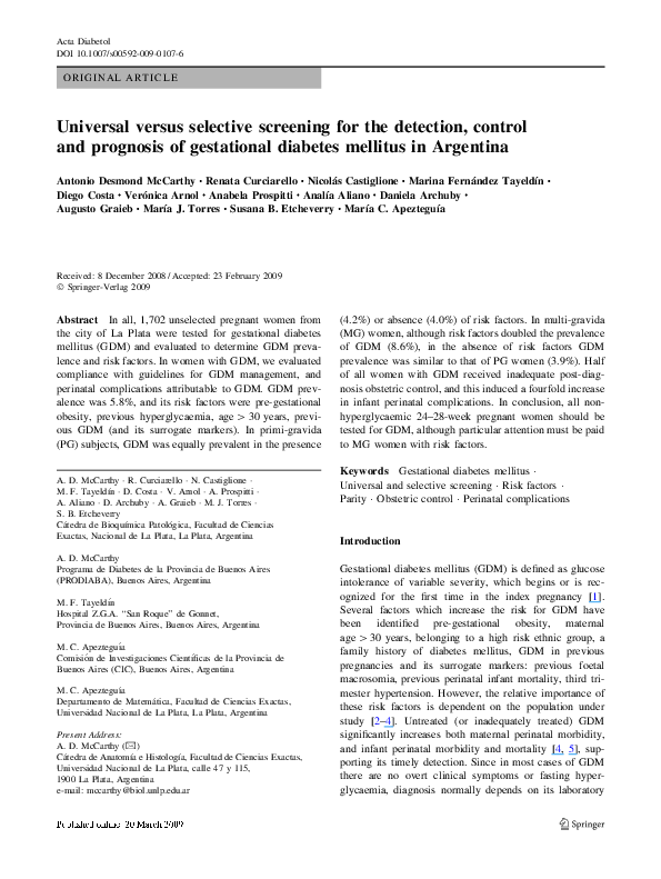(PDF) Universal versus selective screening for the detection, control ...