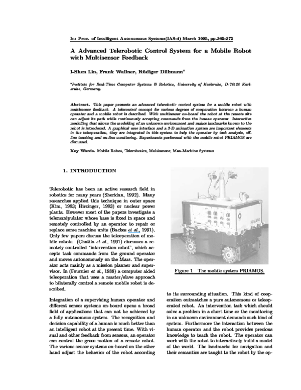 (PDF) A Advanced Telerobotic Control System for a Mobile Robot with ...