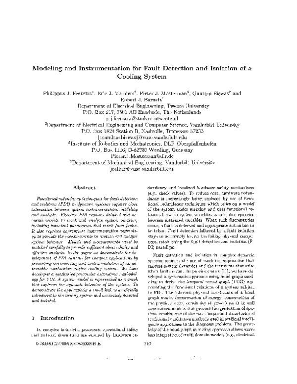(PDF) Modeling and instrumentation for fault detection and isolation of ...
