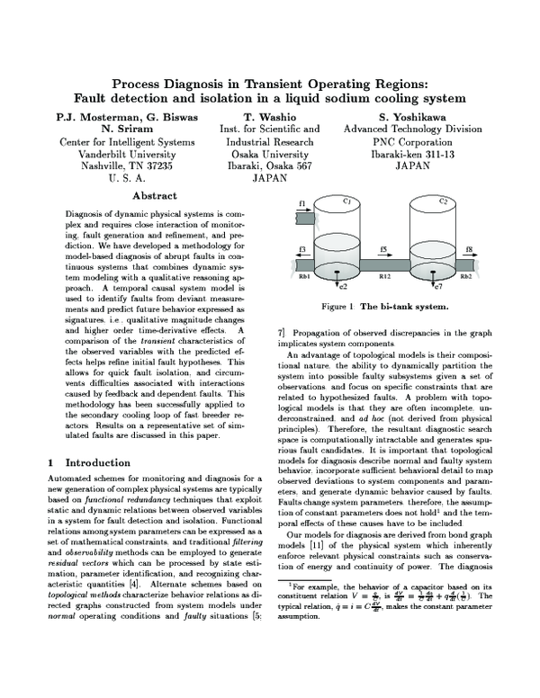 (PDF) Process Diagnosis in Transient Operating Regions: Fault detection ...