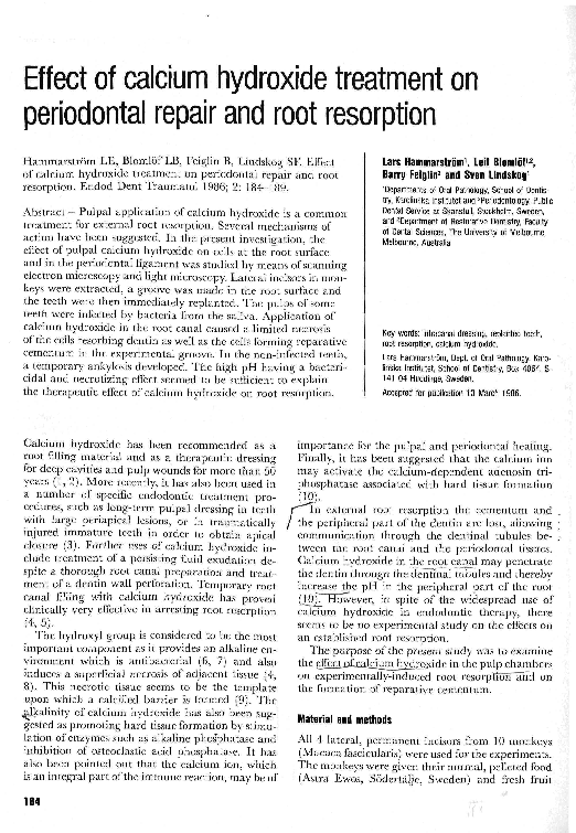(PDF) Effect of calcium hydroxide treatment on periodontal repair and ...