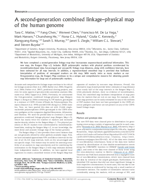 (PDF) A second-generation combined linkage physical map of the human genome